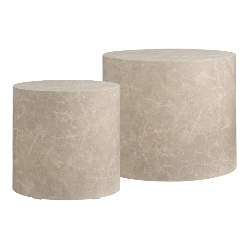 Lot de 2 tables basses rondes effet marbre beige Ø38/48 cm Prague House Nordic - 3