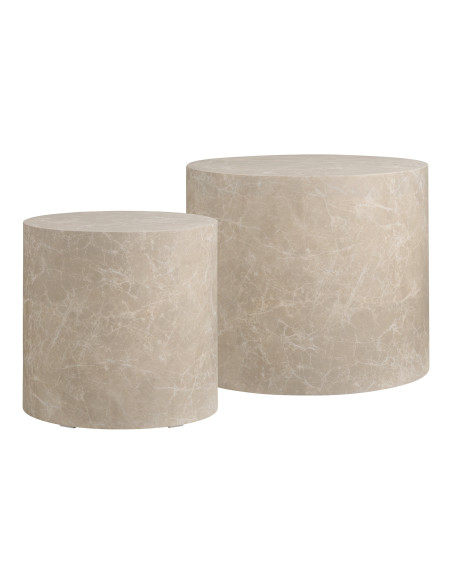 Lot de 2 tables basses rondes effet marbre beige Ø38/48 cm Prague House Nordic - 3
