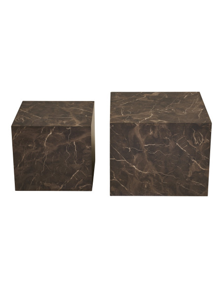 Lot de 2 tables basses cubes effet marbre brun 40/50 cm Prague House Nordic - 3
