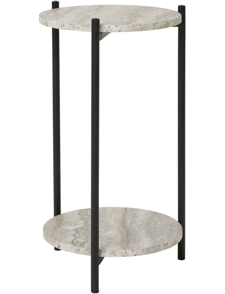 Table d'appoint 2 plateaux effet travertin beige et métal noir 27x46 cm Leuven House Nordic - 1