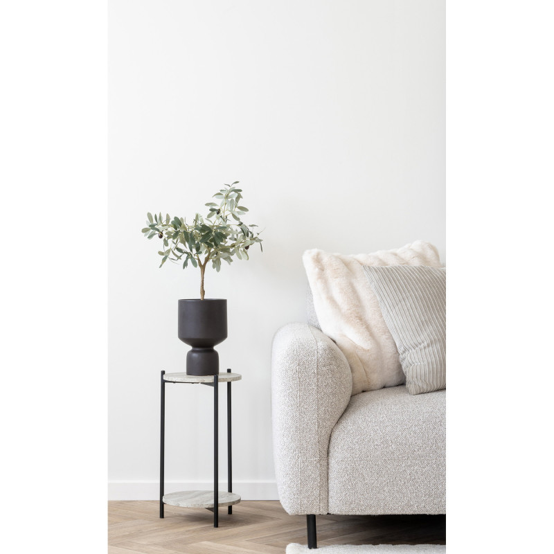 Table d'appoint 2 plateaux effet travertin beige et métal noir 27x46 cm Leuven House Nordic - 2