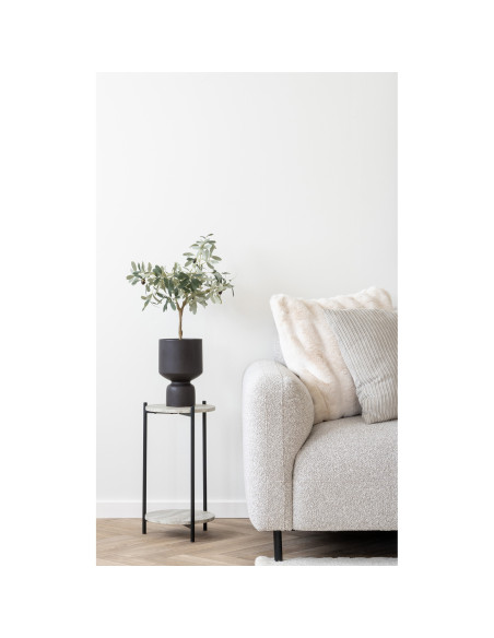 Table d'appoint 2 plateaux effet travertin beige et métal noir 27x46 cm Leuven House Nordic - 2