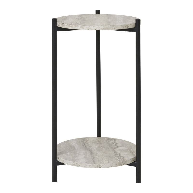 Table d'appoint 2 plateaux effet travertin beige et métal noir 27x46 cm Leuven House Nordic - 3