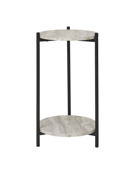 Table d'appoint 2 plateaux effet travertin beige et métal noir 27x46 cm Leuven House Nordic - 3