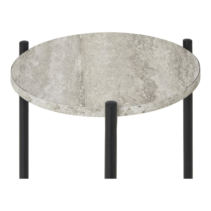 Table d'appoint 2 plateaux effet travertin beige et métal noir 27x46 cm Leuven House Nordic - 5