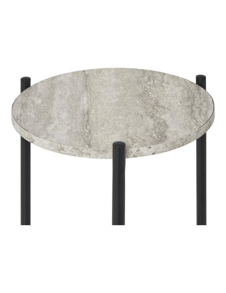 Table d'appoint 2 plateaux effet travertin beige et métal noir 27x46 cm Leuven House Nordic - 5