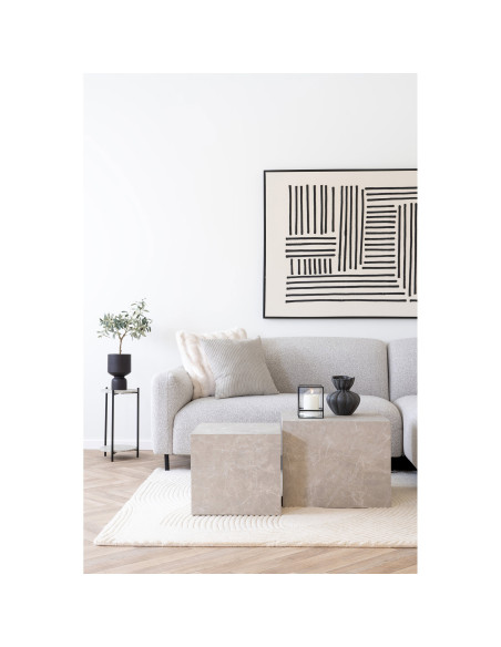 Table d'appoint 2 plateaux effet travertin beige et métal noir 27x46 cm Leuven House Nordic - 7