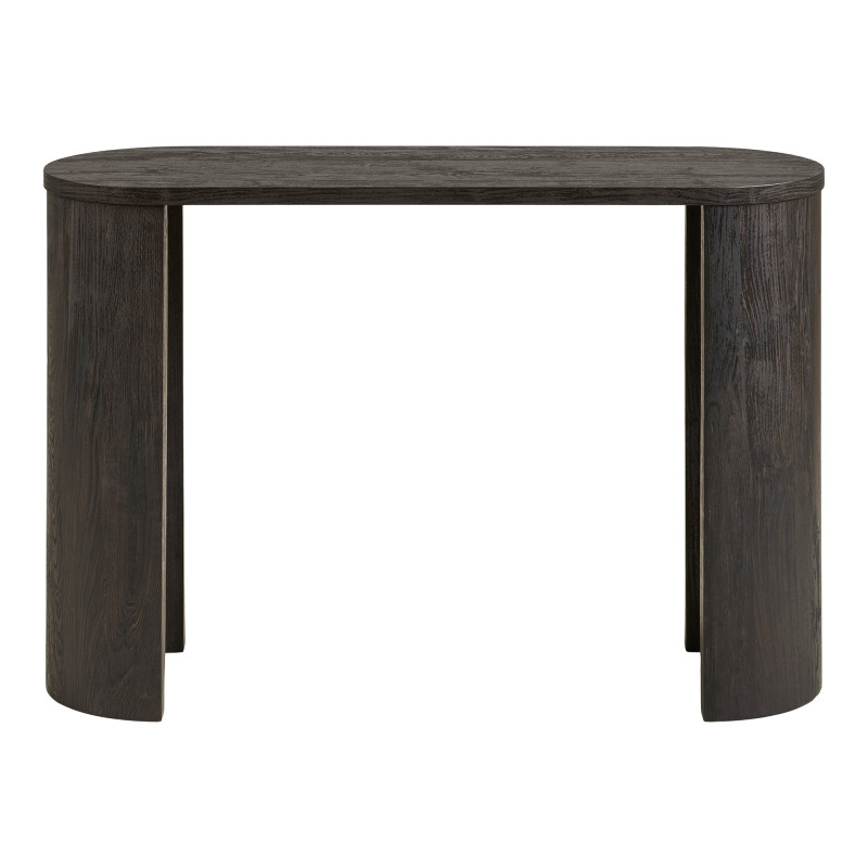Console d'entrée arrondie MDF décor bois brun chocolat 114x38x75 cm Bibione House Nordic - 3