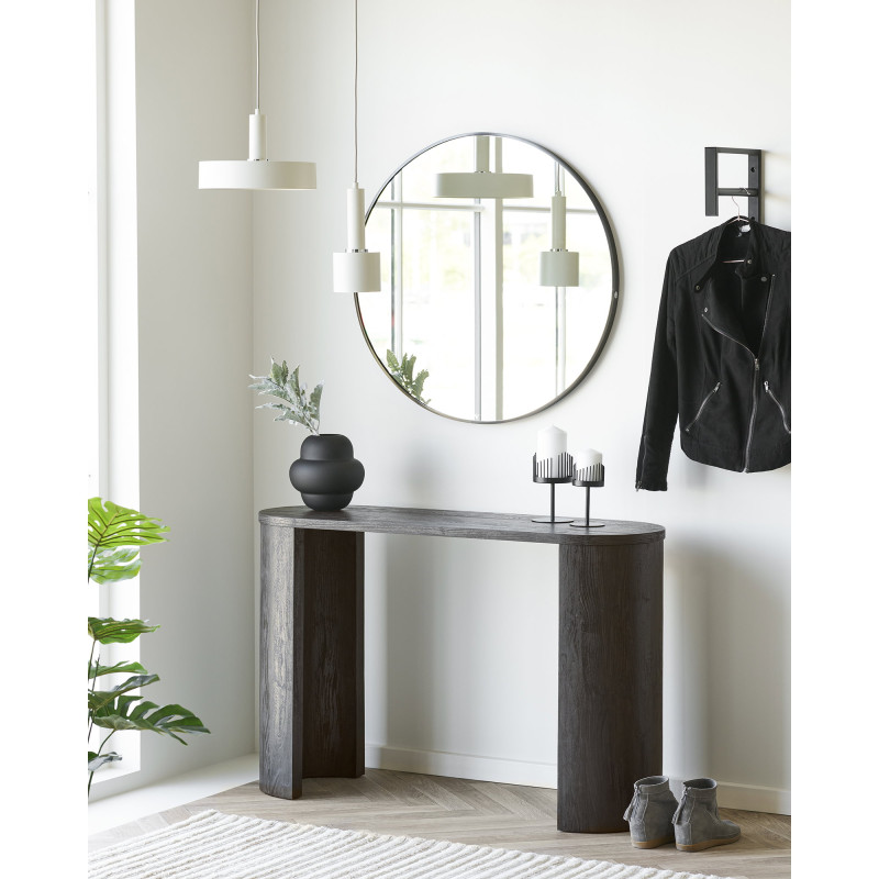 Console d'entrée arrondie MDF décor bois brun chocolat 114x38x75 cm Bibione House Nordic - 2