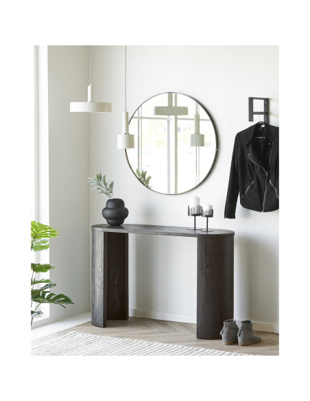 Console d'entrée arrondie MDF décor bois brun chocolat 114x38x75 cm Bibione House Nordic - 2