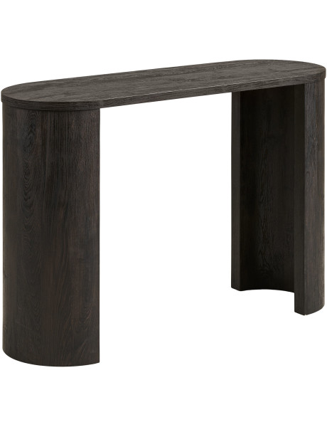 Console d'entrée arrondie MDF décor bois brun chocolat 114x38x75 cm Bibione House Nordic - 1