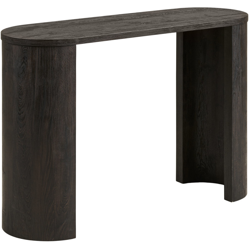 Console d'entrée arrondie MDF décor bois brun chocolat 114x38x75 cm Bibione House Nordic - 1