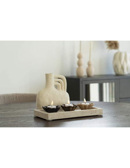 Plateau décoratif travertin naturel 30,5x15x3 cm Kervinager House Nordic - 2
