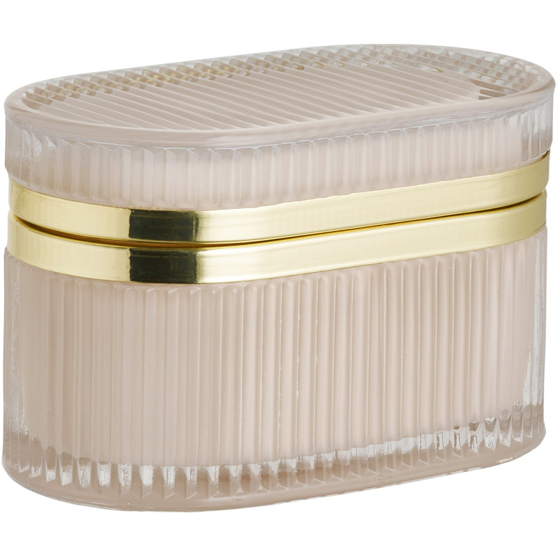 Boîte à bijoux Art déco en verre strié beige doré 13,5x8x9 cm Love House Nordic - 1