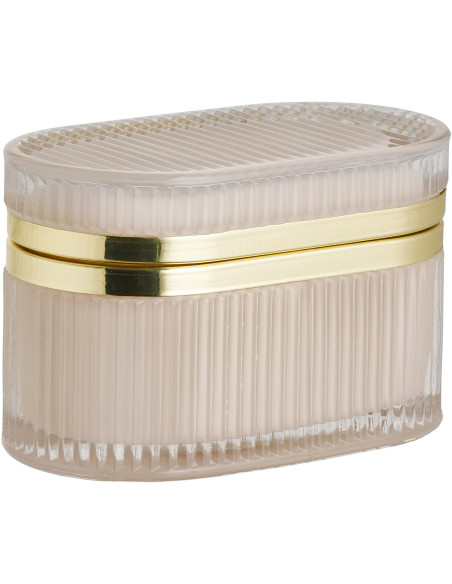 Boîte à bijoux Art déco en verre strié beige doré 13,5x8x9 cm Love House Nordic - 1