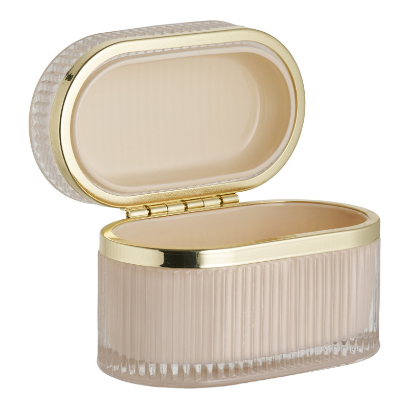 Boîte à bijoux Art déco en verre strié beige doré 13,5x8x9 cm Love House Nordic - 3