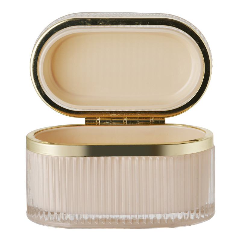Boîte à bijoux Art déco en verre strié beige doré 13,5x8x9 cm Love House Nordic - 4