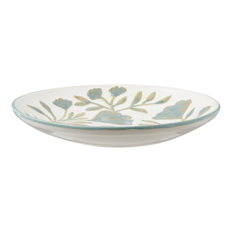Plateau décoratif floral en céramique blanc et bleu Ø35,5x5 cm Elnorrup House Nordic - 2