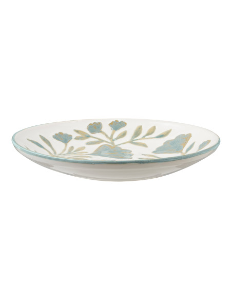 Plateau décoratif floral en céramique blanc et bleu Ø35,5x5 cm Elnorrup House Nordic - 2