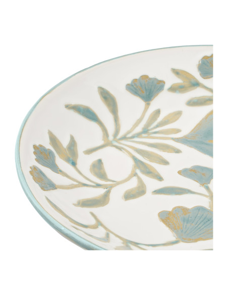 Plateau décoratif floral en céramique blanc et bleu Ø35,5x5 cm Elnorrup House Nordic - 4