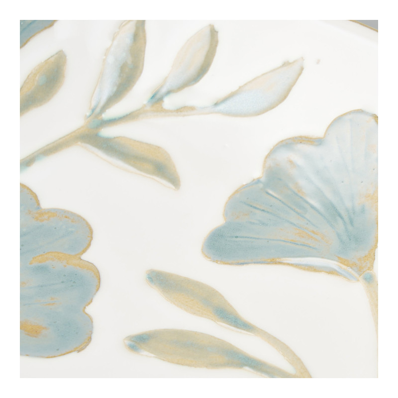 Plateau décoratif floral en céramique blanc et bleu Ø35,5x5 cm Elnorrup House Nordic - 5