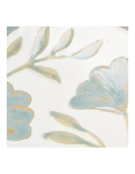 Plateau décoratif floral en céramique blanc et bleu Ø35,5x5 cm Elnorrup House Nordic - 5
