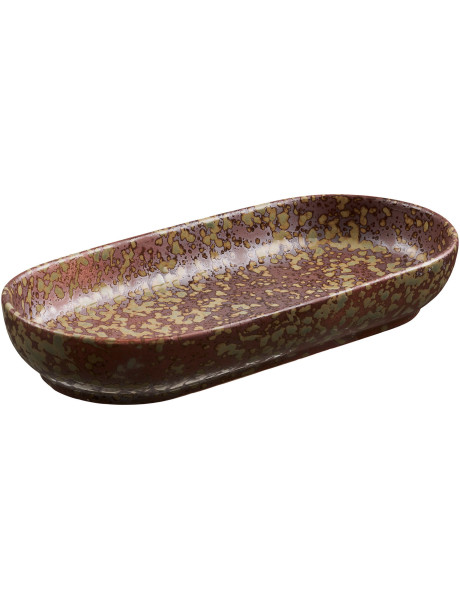 Vide-poche rétro céramique chocolat vert forêt 23,5x11x3,5 cm Torvenby  - 1