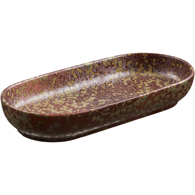 Vide-poche rétro céramique chocolat vert forêt 23,5x11x3,5 cm Torvenby  - 1