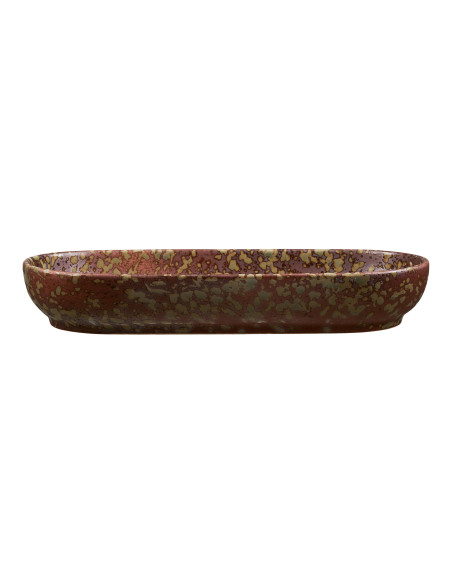 Vide-poche rétro céramique chocolat vert forêt 23,5x11x3,5 cm Torvenby  - 3