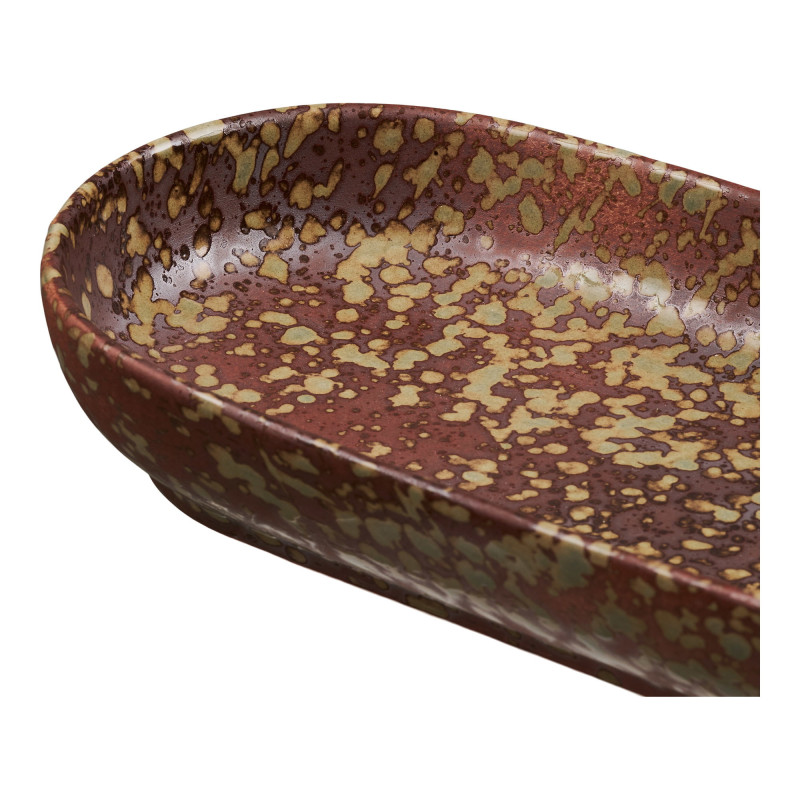 Vide-poche rétro céramique chocolat vert forêt 23,5x11x3,5 cm Torvenby  - 4