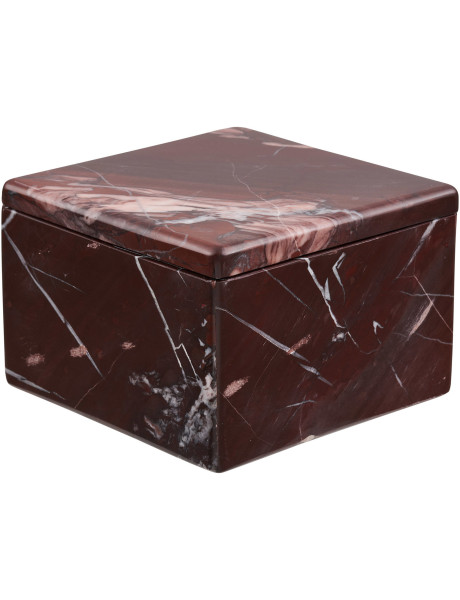 Boîte décorative marbre rouge bordeaux 12x12x8 cm Olvenborg House Nordic - 1