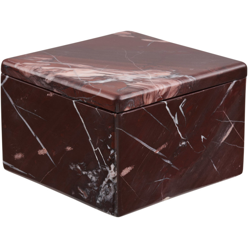 Boîte décorative marbre rouge bordeaux 12x12x8 cm Olvenborg House Nordic - 1