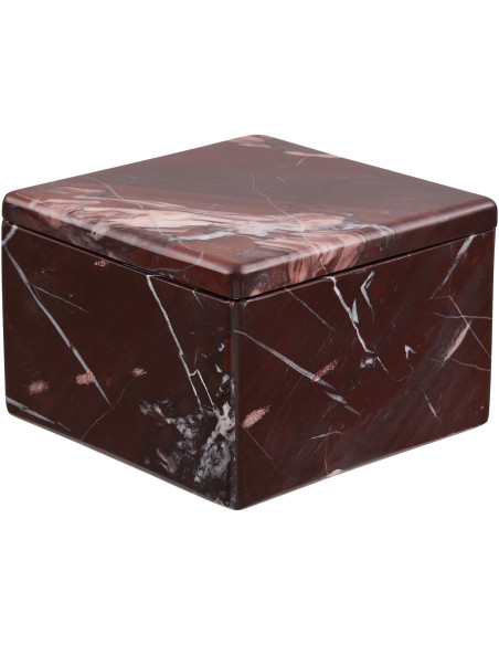 Boîte décorative marbre rouge bordeaux 12x12x8 cm Olvenborg House Nordic - 1