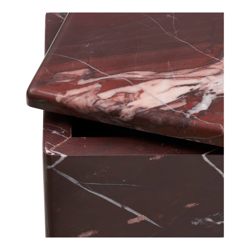 Boîte décorative marbre rouge bordeaux 12x12x8 cm Olvenborg House Nordic - 2