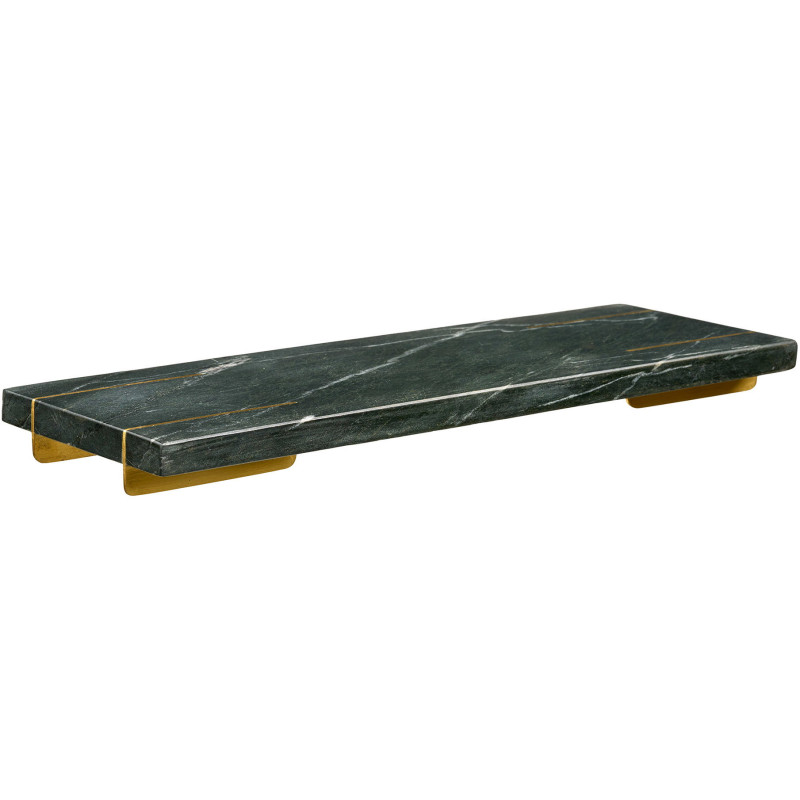 Plateau de service marbre vert pieds laiton 38x12,5x3,5 cm Ervenborg House Nordic - 1