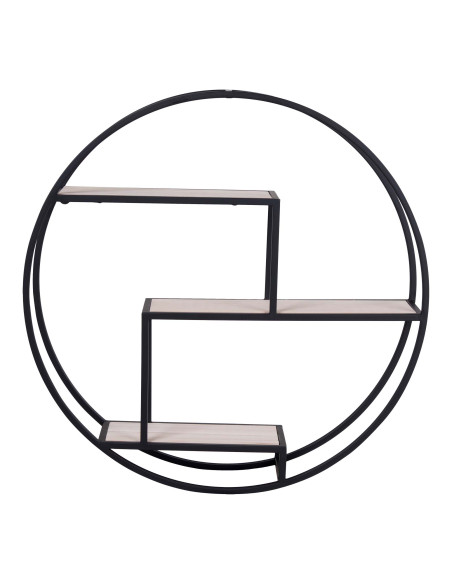 Étagère murale ronde industrielle métal noir bois Ø62 cm Rotterdam House Nordic - 3
