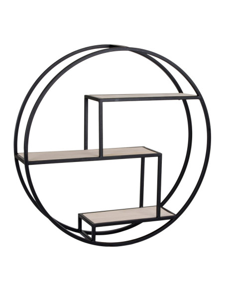 Étagère murale ronde industrielle métal noir bois Ø62 cm Rotterdam House Nordic - 5