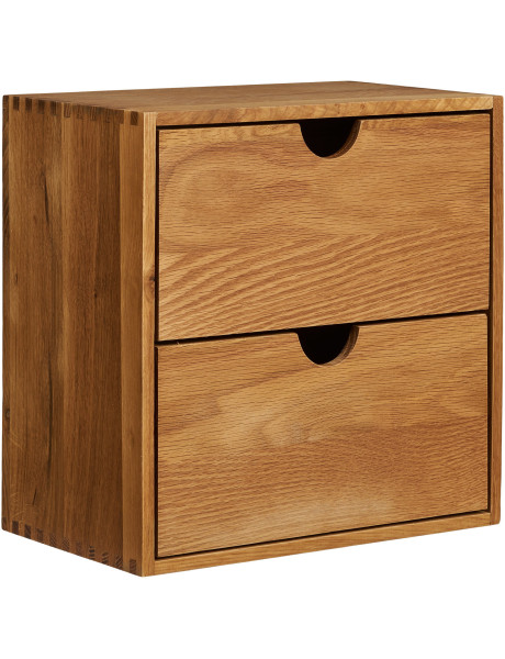 Étagère murale 2 tiroirs chêne naturel 30x18x30 cm Townsville House Nordic - 1