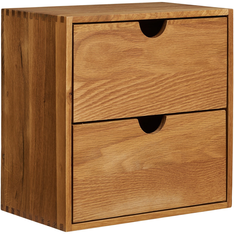 Étagère murale 2 tiroirs chêne naturel 30x18x30 cm Townsville House Nordic - 1