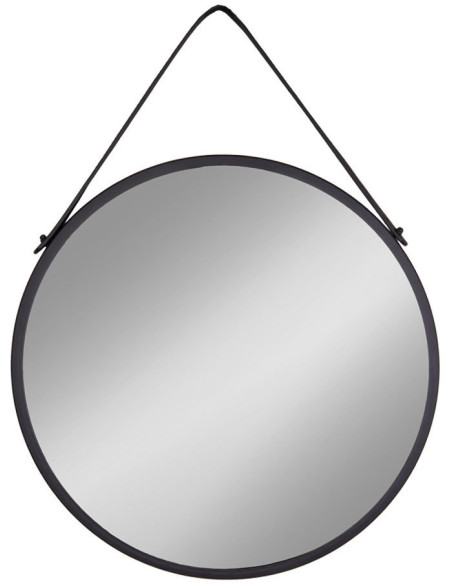 Miroir rond métal noir avec sangle Ø60 cm Trapani House Nordic - 1