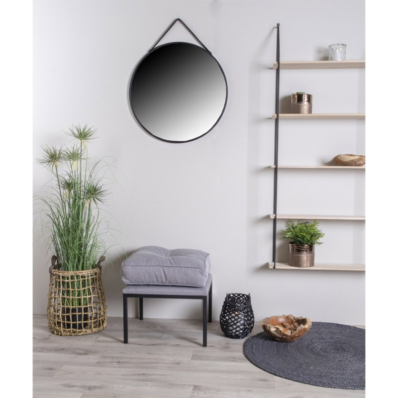 Miroir rond métal noir avec sangle Ø60 cm Trapani House Nordic - 4
