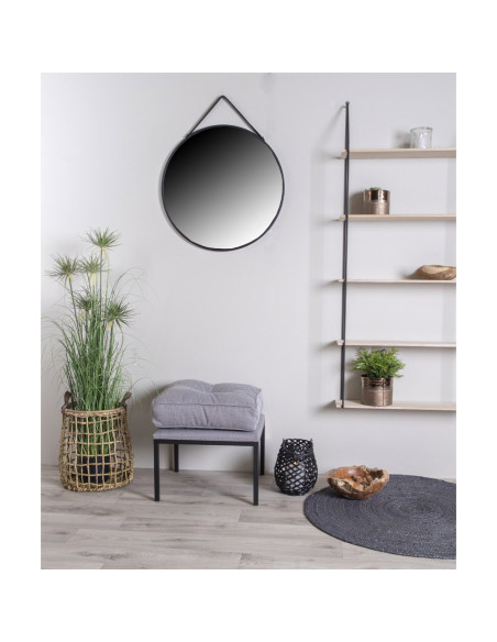 Miroir rond métal noir avec sangle Ø60 cm Trapani House Nordic - 4