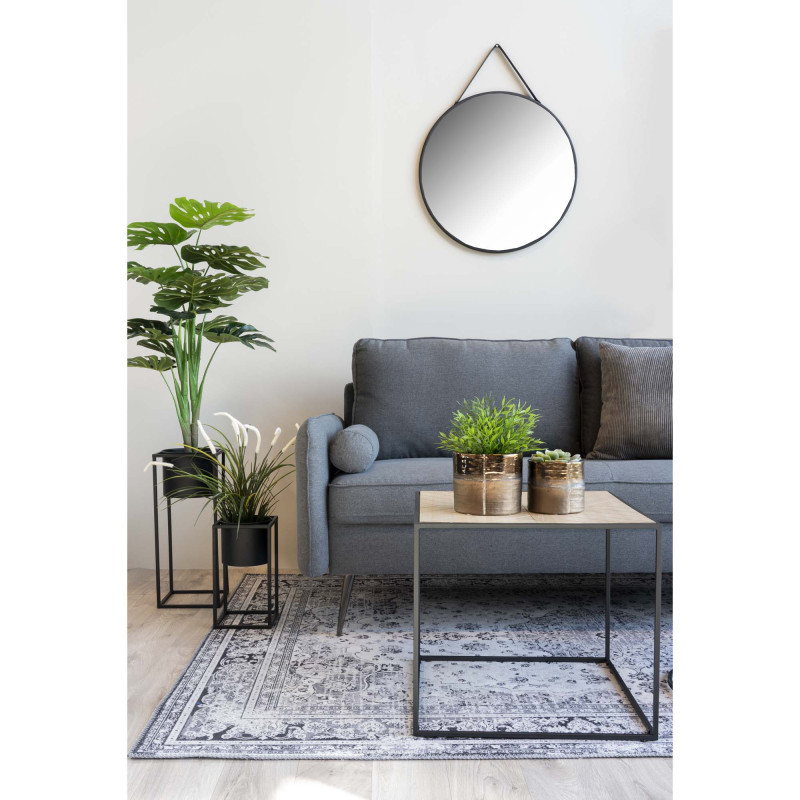 Miroir rond métal noir avec sangle Ø60 cm Trapani House Nordic - 2