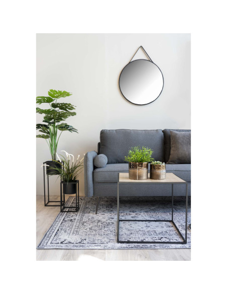 Miroir rond métal noir avec sangle Ø60 cm Trapani House Nordic - 2