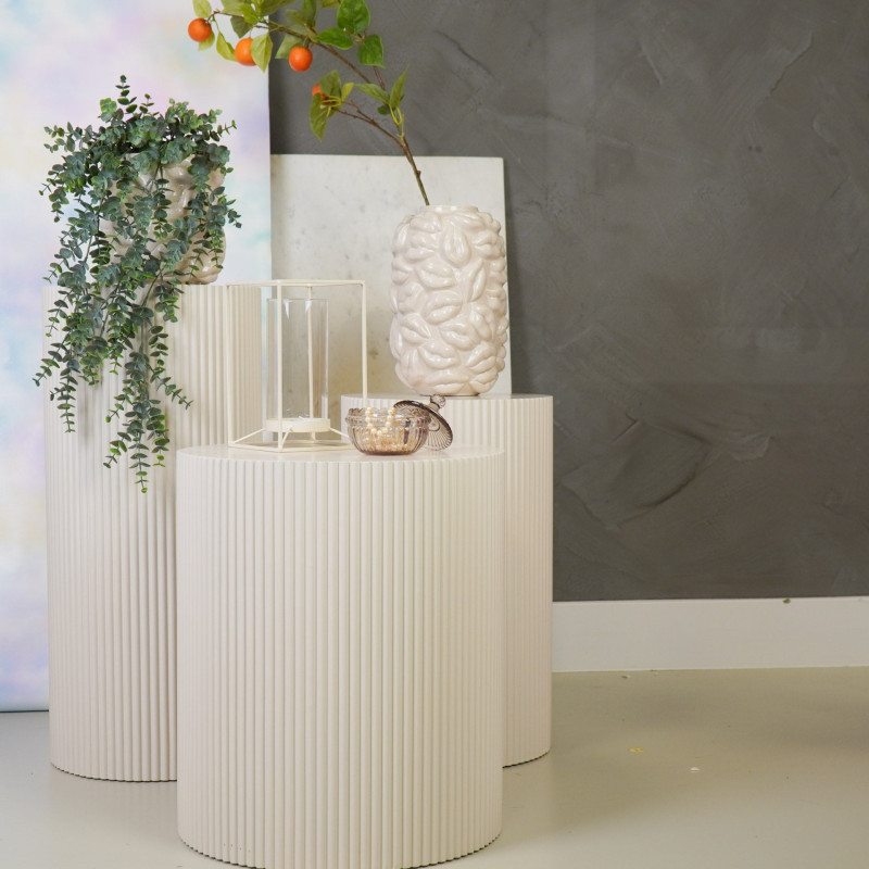 Table d’appoint ronde cannelée beige sable Ø30x54 cm Pillar Housevitamin - 2
