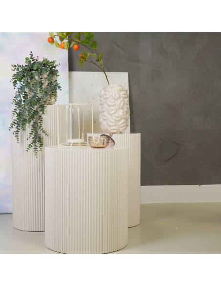Table d’appoint ronde cannelée beige sable Ø30x54 cm Pillar Housevitamin - 2