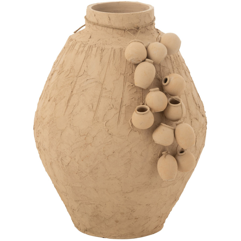 Grand vase wabi-sabi en argile beige 45x45x60 cm Klokt J-Line - 1