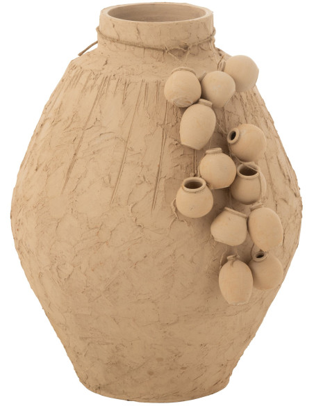 Grand vase wabi-sabi en argile beige 45x45x60 cm Klokt J-Line - 1