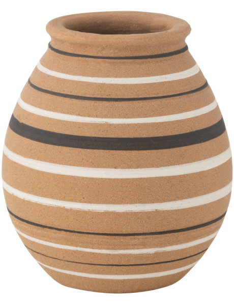 Vase rayé en terre cuite terracotta 20x20x23,5 cm Hepul J-Line - 1