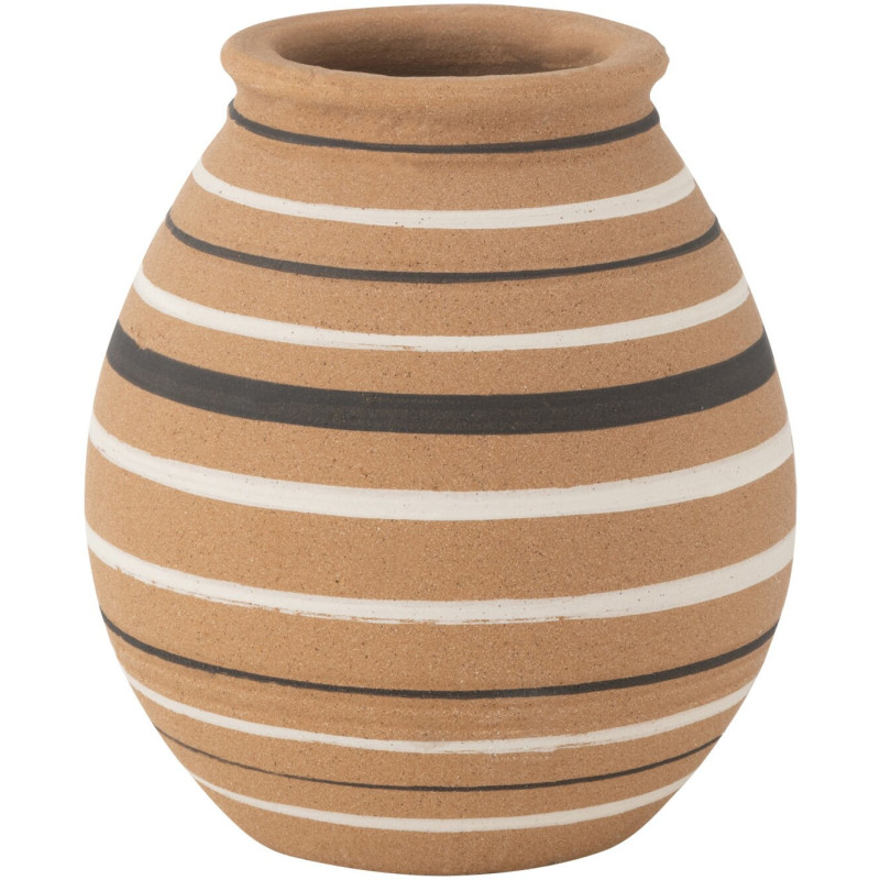 Vase rayé en terre cuite terracotta 20x20x23,5 cm Hepul J-Line - 1